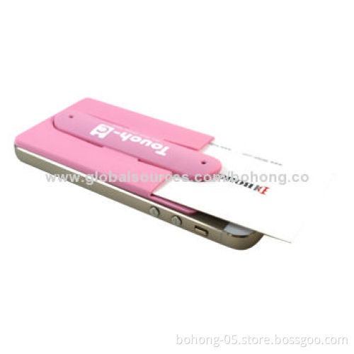 Silicone card holder sticker, with spring metal can be used as kickstand, various colors available